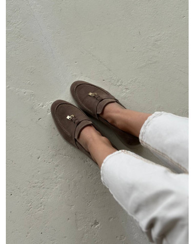 Женские замшевые лоферы Your Step в цвете капучино Арт. 156-6